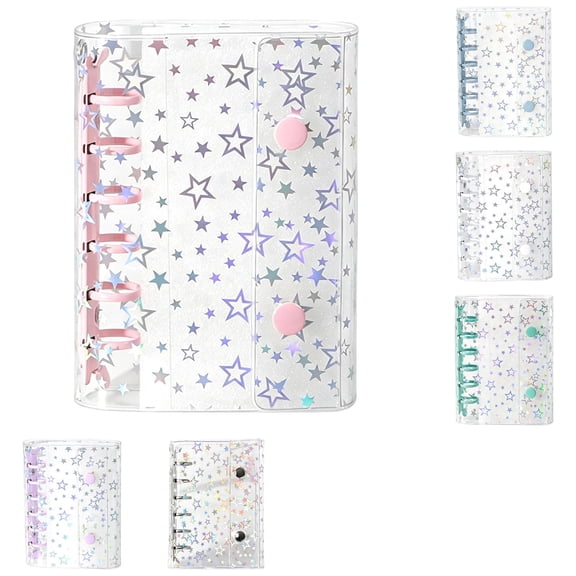Glitter Star Budget Cover Protector, Clear PVC Planner Notebook Cover, Reusable Journal Sleeve For Envelopes Organizer Folder (Multicolor, 6pcs)