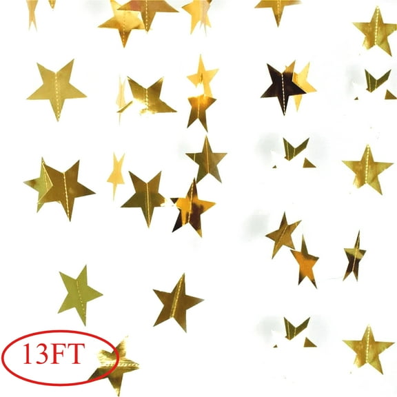 Glitter Star Garland Banner Decor,Graduation Party Decoration, 13 Feet Star Hanging Bunting Banner Bright Backdrop for 2025 Graduation Prom Wedding Birthday Christmas Party