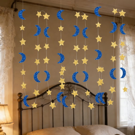 Glitter Star Hanging Decorations, Party Streamers Ceiling Ornaments for Birthday, Wedding, Christmas, Festival, Holiday Party Decor