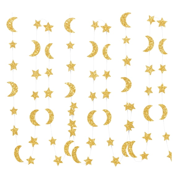 Glitter Star Moon Garland Banner Decor,Star Hanging Bunting Banner Garland for Graduation Party Decoration
