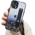 thumbnail image 1 of Glitter Star Wrist Strap Bracket Phone Case, Handheld Not Easy to Fall, Hidden Bracket, Anti-Drop, for iPhone 15 14 13 12 11 Pro Max Plus Mini XS XR X 7 8 SE Phone Case (Black,iPhone 11), 1 of 8