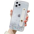 thumbnail image 1 of Glitter Star Wrist Strap Bracket Phone Case, Handheld Not Easy to Fall, Hidden Bracket, Anti-Drop, for iPhone 15 14 13 12 11 Pro Max Plus Mini XS XR X 7 8 SE Phone Case (White,iPhone 14 Pro Max), 1 of 8
