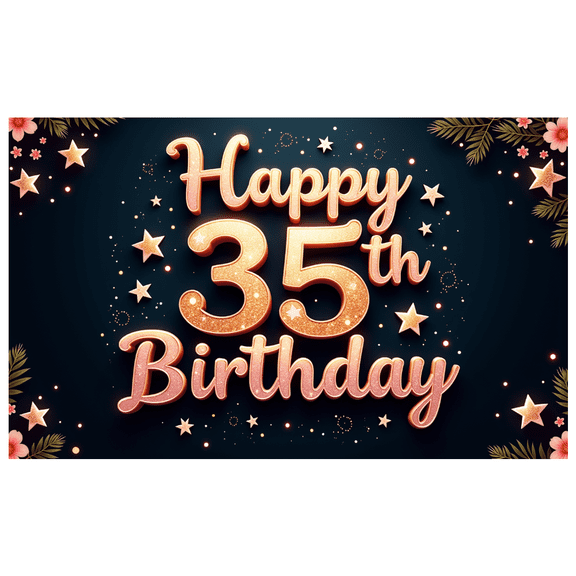 Glitter Stars Birthday Banner Happy 35th Celebration Milestone Event Decoration for Birthday Party Adult Indoor Holiday