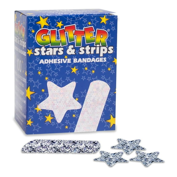 Stat Strip Kid Design (Glitter Stars and Stripes) Plastic Adhesive Bandage Sterile .75 x 3" 100 per Box