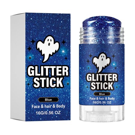 Glitter Stick,Face Glitter,Halloween Glitter Stick,Long Lasting Shimmer Sequins Cosmetic Stick Multi-Color Portable Body Face Hair Makeup for Festival Party(Blue 16g/0.56oz)