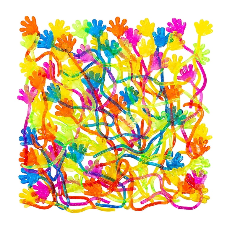 Glittery Vinyl Sticky Hands Kids Toy Strings, Novelty Multipack