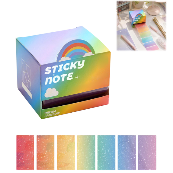 Glitter Sticky Note Roll, Transparent Pull-Out Pad with Cute Fruit | Sparkly Pop-Up Self-Adhesive Memo 2.5x1.7inch Sticky Note Pad Waterproof Self-Stick Notepad Stickies 105 Sheets