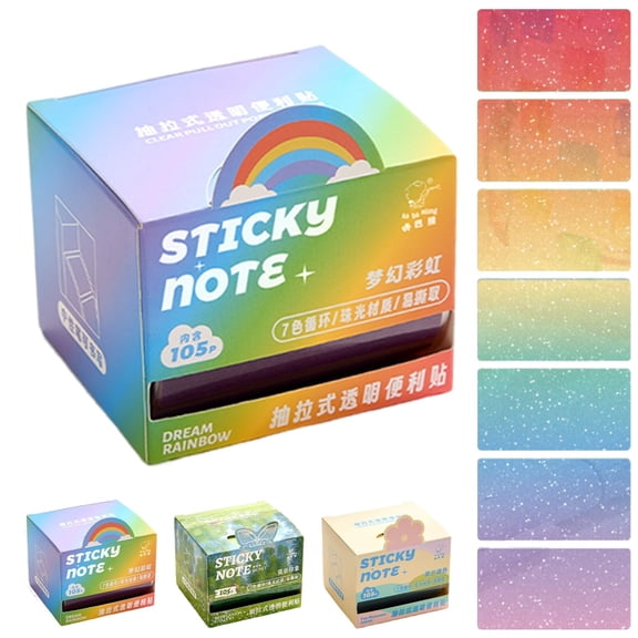 Glitter Sticky Note Roll, Transparent Pull-Out Pad with Cute Fruit | Sparkly Pop-Up Self-Adhesive Memo 2.5x1.7inch Sticky Note Pad Waterproof Self-Stick Notepad Stickies 105 Sheets