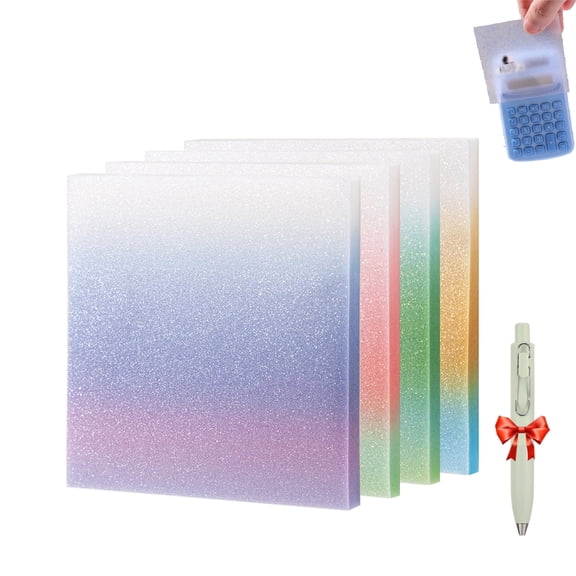 Glitter Sticky Notes, 200 sheets Cute Self Adhesive Note Memo PadsClear Post It Notes, Sparkle Sticky Transparent Glitter Notepads Small to Do List, Office Supplies for Gifts (#C*4PCS)