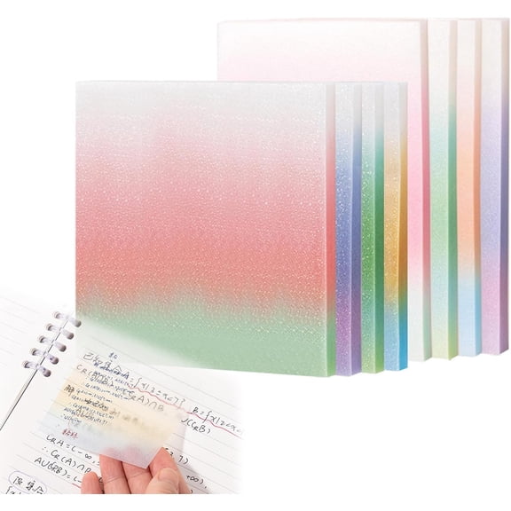 Glitter Transparent Self-Adhesive Waterproof Sticky Notes, 3x3 Inches, 3x4 Inches, Multicolor, 8 Pads, 400 Count