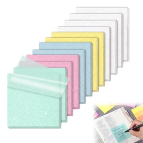 Glitter Sticky Notes, Glitter Post It Notes, Transparent Self-Adhesive Note Pads 3x3, Frosted Clear Sticky Notes 600 Sheets, Multi-Color