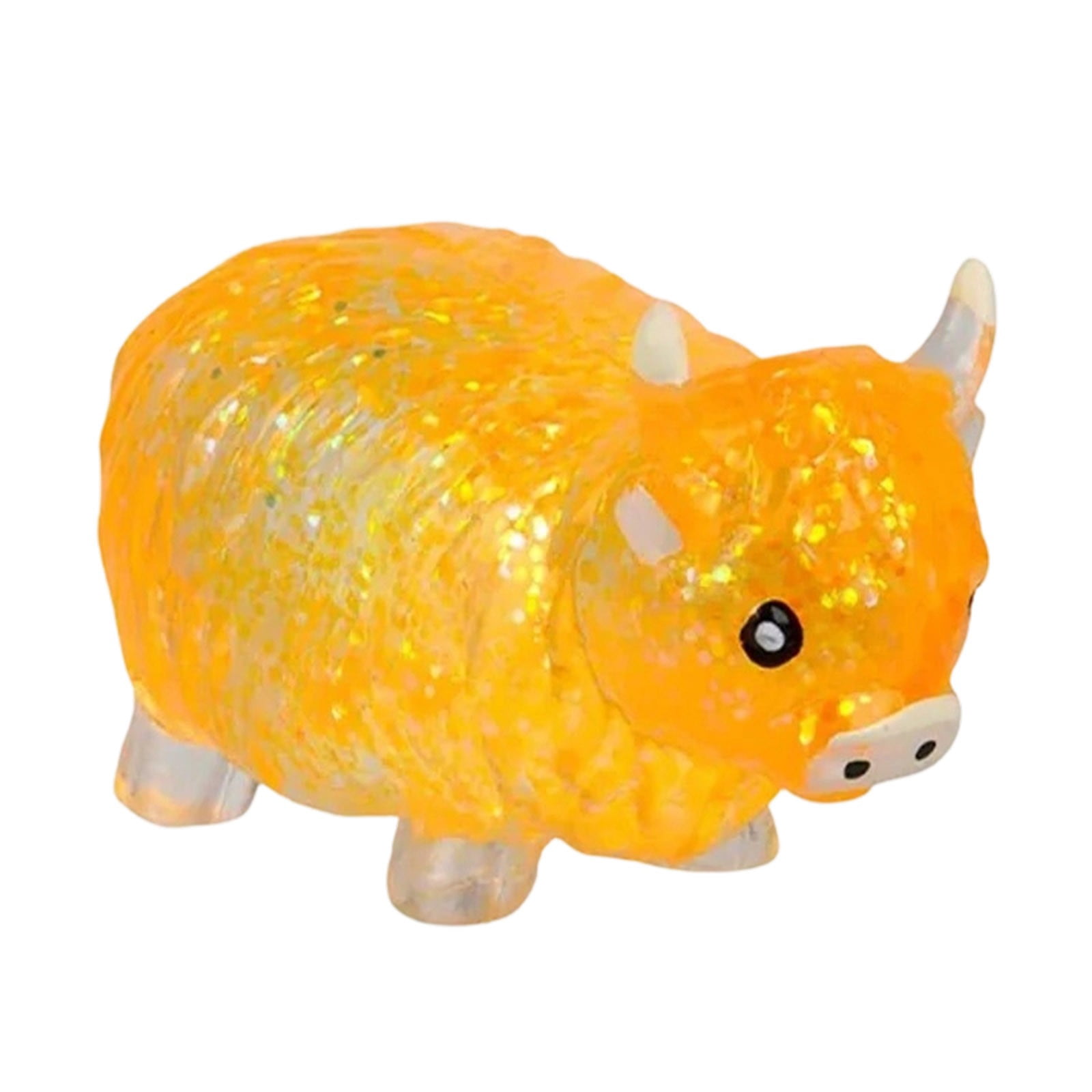Glitter Stress Relief Hippo Squeeze, Cute Malt Sugar Filled Hippo Squeeze Sensory Fidget, for Adults Anxiety Relief Birthday Party Favors Gift Sugar Ball (Orange)