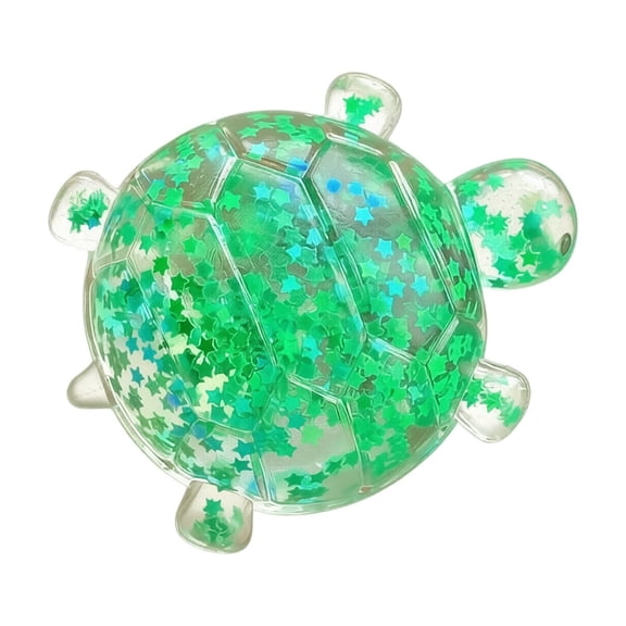 Glitter Stress Relief Turtle Toys - Soft Sticky Glittery Turtle Squeeze Fidget Ball, Cute Malt Sugar Sensory Fidget Turtle for Adults Soothing Birthday Party Favors Gift, 3.15" x 2.36" (1Pc, Green)