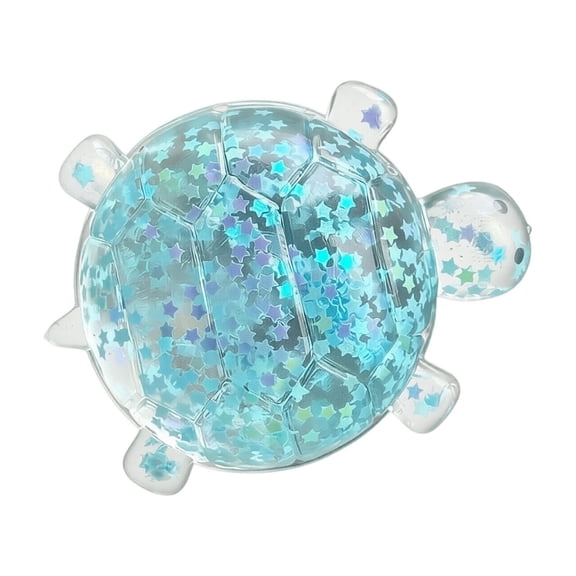 Glitter Stress Relief Turtle Toys - Soft Sticky Glittery Turtle Squeeze Fidget Ball, Cute Malt Sugar Sensory Fidget Turtle for Adults Soothing Birthday Party Favors Gift, 3.15" x 2.36" (1Pc, Blue)