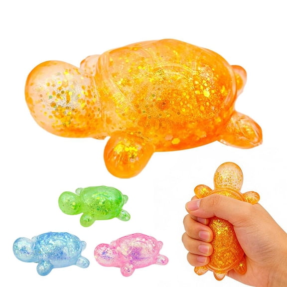 Glitter Stress Relief Turtle Toys,Soft Sticky Glitter Turtle Squeeze Fidget Toys, Cute Malt Sugar Sensory Fidget Turtles for Adults Soothing Birthday Party Favors Gift