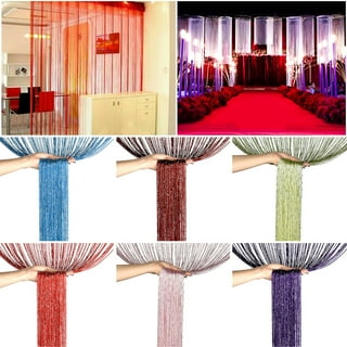 39''x79'' Glitter Door String Curtain Window Panel Silver Ribbon Fringe Glitter Tassel Curtains Room Divider Crystal Tassel Fringe Beaded Fly Screen