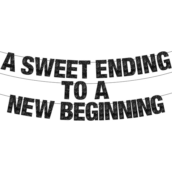 Glitter A Sweet Ending to a New Beginning Banner - Large 10 Feet, Pre - Strung | Black New Year Banner for New Years Decorations 2026 | New Years Eve Party Supplies 2026 | NYE Decorations 2026