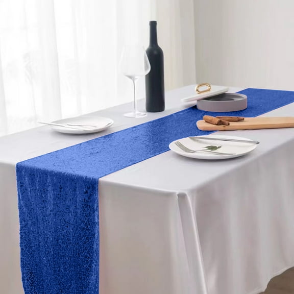 Glitter Table Flag Wedding Decor, Sequin Sparkle Party Decoration, Polyester Banquet Table Cover, 12x71 Inch Rectangular Table Runner, Festive Event Table Setting, Multicolor