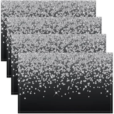 Glitter Table Place Mats Set of 4 PastelBoys Pastel Table Mats Kitchen Decor Dinner Indoor Gradient Style Placemats Dining Table Bed Black White Placemats 18"x12"