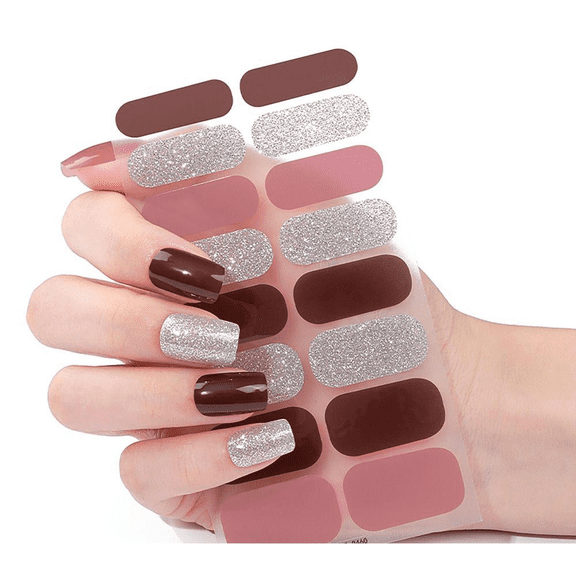 Glitter Tan Gel Nails