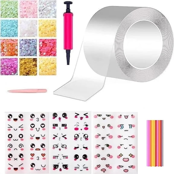 Glitter Tape Crafting Set, DIY Tactile Bubble Maker, Office Desk Focus Accessory, Tension Reduction Kit, Creative Hand Relaxation Gadget