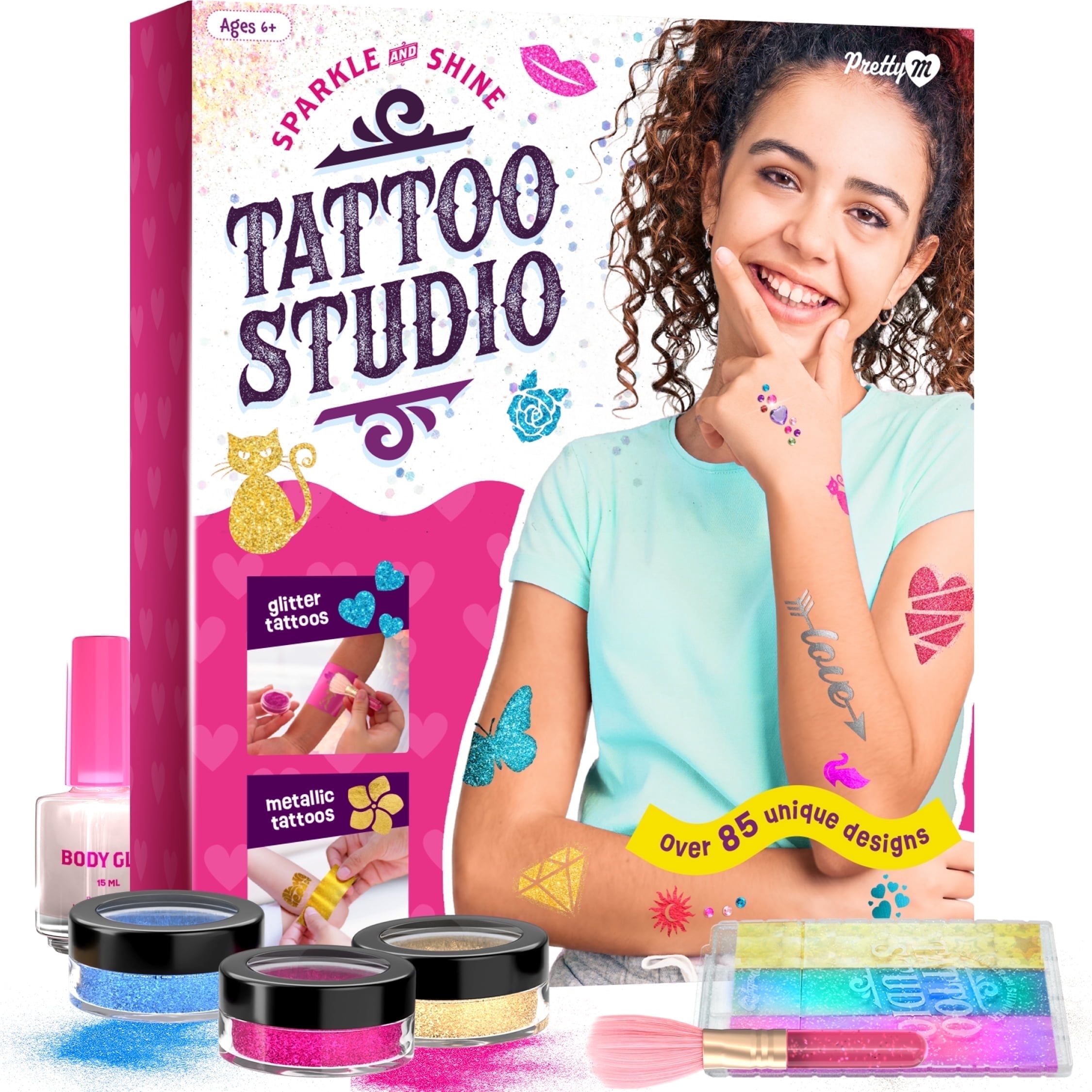 TATTOO girls 6冊セット Pretty M, Glitter Tattoo Kit for Girls, 20 Ounces, Multicolor