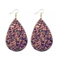thumbnail image 1 of Glitter Teardrop Faux Leather Earrings Chunky Pu Leather Fashion Women Jewelry, 1 of 2