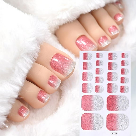 Glitter Toe Nail Decals Self-Adhesive Full Cover Pure Color Toe Nail Wraps