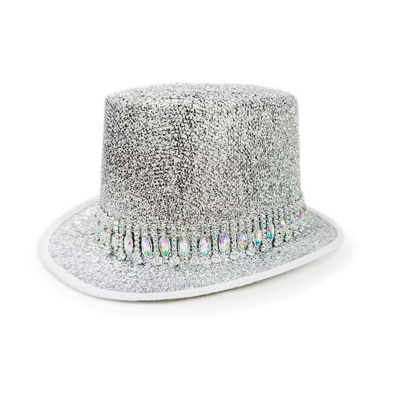 Glitter Top Hat with Fringe for Party & Celebration â Sparkly Jazz Hat for Halloween, Christmas, Carnival & Stage Performance â One Size Fits Most Adults (9 Colors)