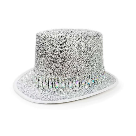 Glitter Top Hat with Fringe for Party & Celebration – Sparkly Jazz Hat for Halloween, Christmas, Carnival & Stage Performance – One Size Fits Most Adults (9 Colors)