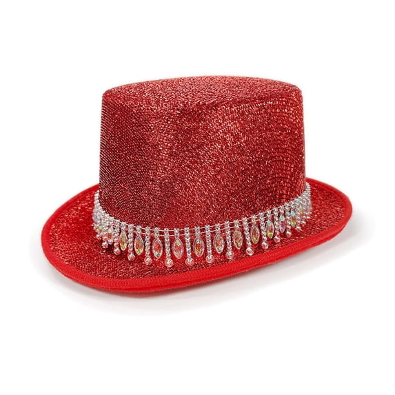 Glitter Top Hat with Fringe for Party & Celebration â Sparkly Jazz Hat for Halloween, Christmas, Carnival & Stage Performance â One Size Fits Most Adults (9 Colors)
