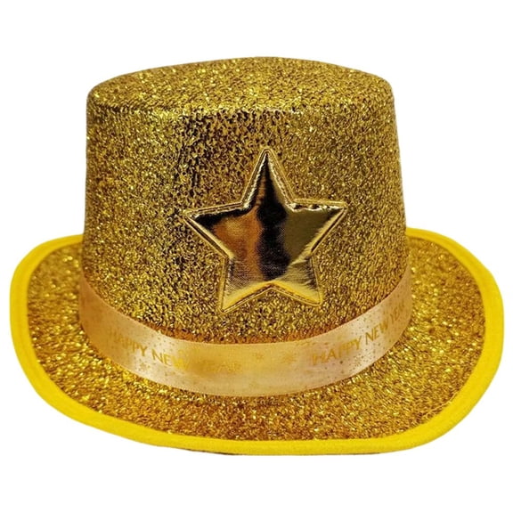 Glitter Top Hat for Adults, Shiny Star Magician Hat Sparkly Party Hat for New Year Birthday Wedding Carnival