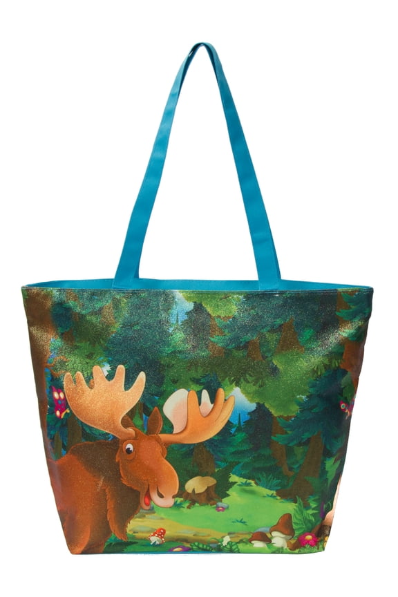 Glitter Tote Bag, Moose Print Bag