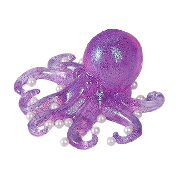 Glitter Transparent Octopus Squishy for Adults Soft TPR Sensory Gadget with Pearl Decor Office Desk Accessory Manual Venting Tool Multi Color 1 Pack