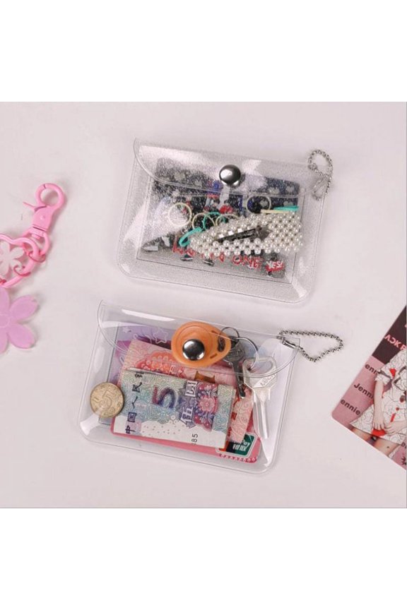 Glitter Transparent Waterproof PVC Card Holder Mini Wallet Girls Coin Purse