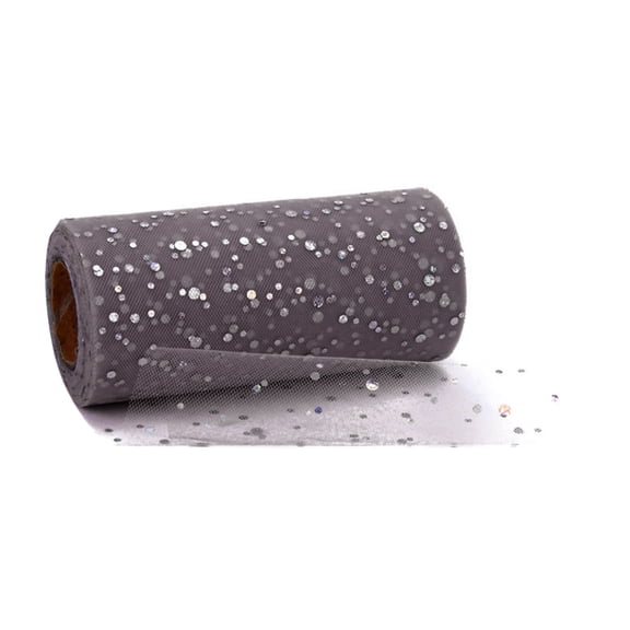 Glitter Tulle Fabric 6" Wide 10 Yards Sequin Tulle Netting Fabric Sparkle Ribbon Roll for DIY Tutu Skirt Bowknot Gift Wrapping Party Backdrop
