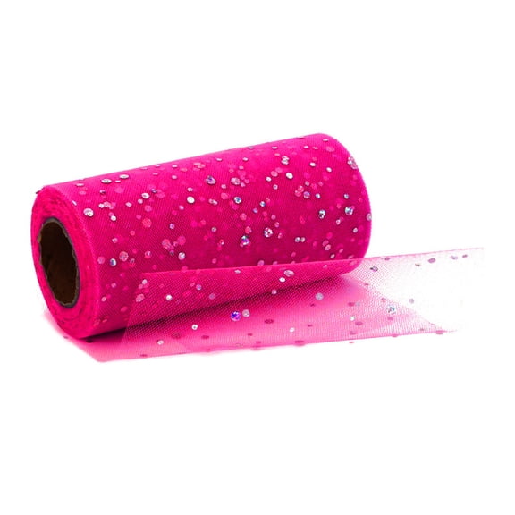 Glitter Tulle Fabric Rolls 6 Inch 10 Yards Sequin Polka Dots Lace Mesh Fabric for DIY Tutu Skirt Bow Crafts Wedding Party Decoration