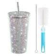 thumbnail image 1 of Glitter Tumbler with Brush Rhinestones Studded Tumbler Stainless Steel Insulated Bottle Sparkling Thermal Cup Birthday Gifts for Mom Wife,Multicolor, 1 of 8