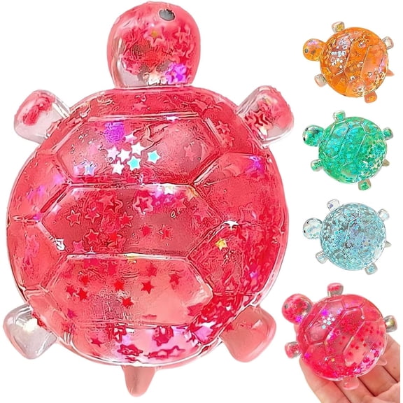 Glitter Turtle Slow Rising, Sensory Squeeze Fidget Toys, Realistic Turtle Shaped Slow Rising Stress Ball for Adults Teens Anxiety Stress Relief, Sea Animal Sque-eze Balls