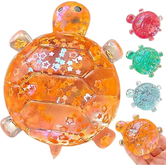 Glitter Turtle Slow Rising, Sensory Squeeze Fidget Toys, Realistic Turtle Shaped Slow Rising Stress Ball for Adults Teens Anxiety Stress Relief, Sea Animal Sque-eze Balls