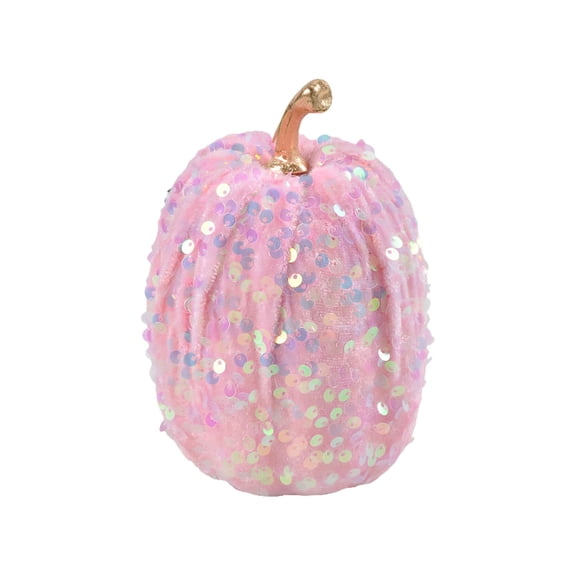 Glitter Velvet Pumpkin Ornaments, Realistic Artificial Pumpkins for Fall Decor & Halloween Home Decor, Multi Size Tabletop Storefront Fall Decorations for Home Display（5.9*3.9"）