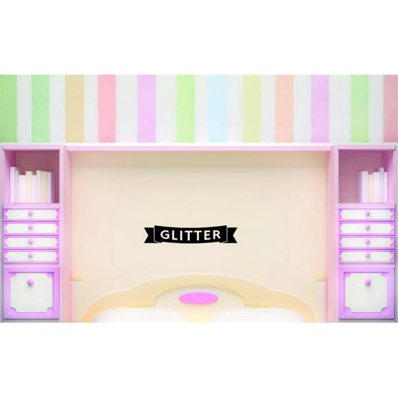 Glitter Vinyl Wall Decal for Home - Teenager Girls Smile Cute Wall Décor Bedroom Living Room Entry - Removable High Tact - Size: 4 In x 20 In