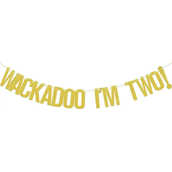 Glitter Wackado* I'm 2 Banner, Cheer to 2 Years Old Birthday Party Decoration Happy 2nd Birthday Party Supplies Gold