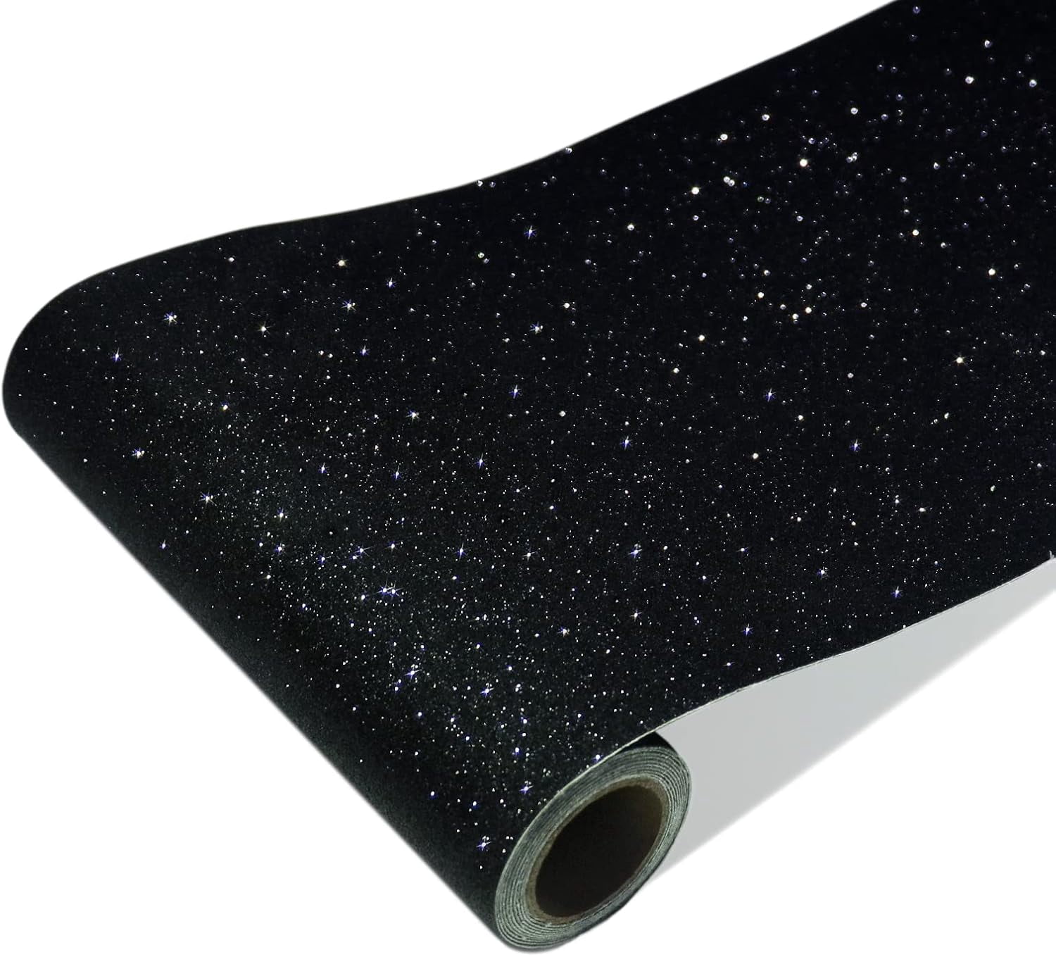Glitter Wallpaper Border Sparkle Peel and Stick Wallpaper Fabric Glitter Wall Border Trim Self Adhesive Removable Decorative Black Contact Paper for Walls Bulletin Board 8"x354"