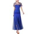 thumbnail image 1 of Glitter Waltz Modern Ballroom Wedding Dance Competition Wear Gowns Adult Blue, 1 of 5