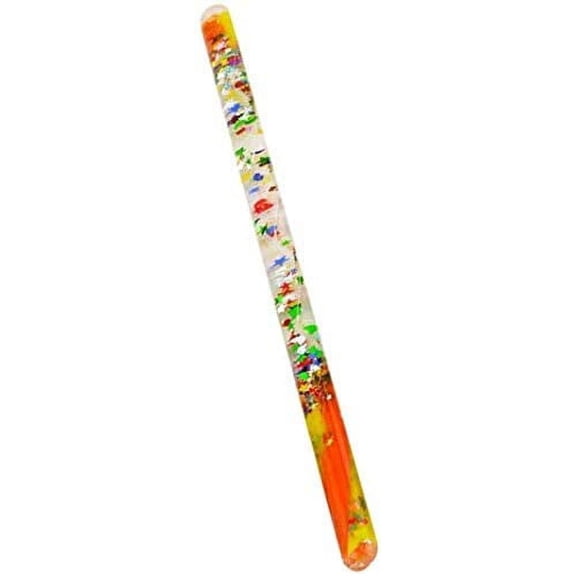 Glitter Wand, Magic Wonder Tube - for Kids, Teachers, Therapists, Sensory Room, Classroom, Talking or Pointing Stick, Pool Floats, Autistic, ADHD, SPD. Jumbo Size. 11 Inch Wonder Wand Orange/Yellow)