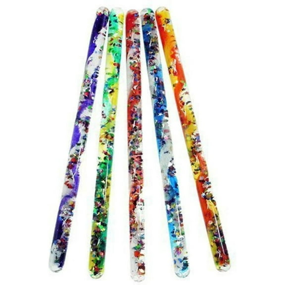 Glitter Wand, Magic Wonder Tube - for Kids, Teachers, Therapists, Sensory Room, Classroom, Talking or Pointing Stick, Pool Floats, Jumbo Size.12 Inch Multicolored Tubes (2-Pack)