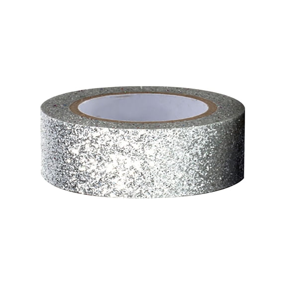 Glitter Washi Tape, Metallic Decorative Tape for Journal, Scrapbook, Arts, Crafts, Planners and Gift Packaging, Silver