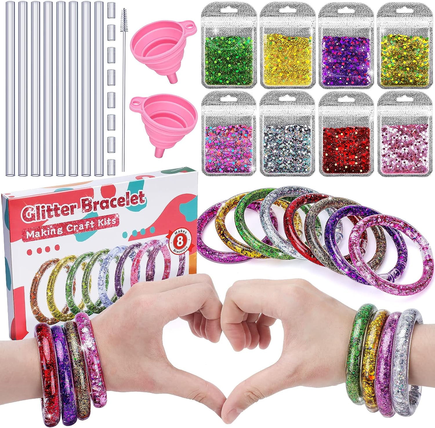 Glitter Water Bracelet Making Kits for Girls, Gifts for 6 7 8 9 10 Year Old  Girl, Craft Kit for Girls Ages 5-12, Jewelry Making Kits as Birthday  Presents for Girls 