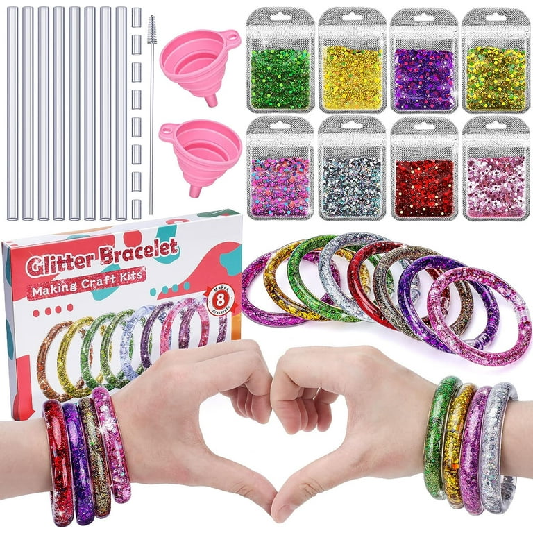 Glitter Water Bracelet Making Kits for Girls, Gifts for 6 7 8 9 10